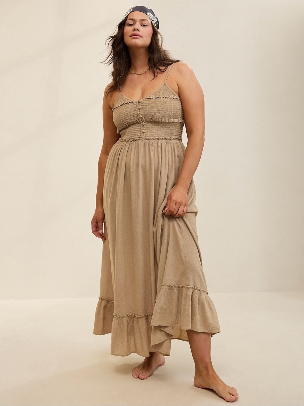 🤎Aerie~Button Front Maxi Dress SIZE M